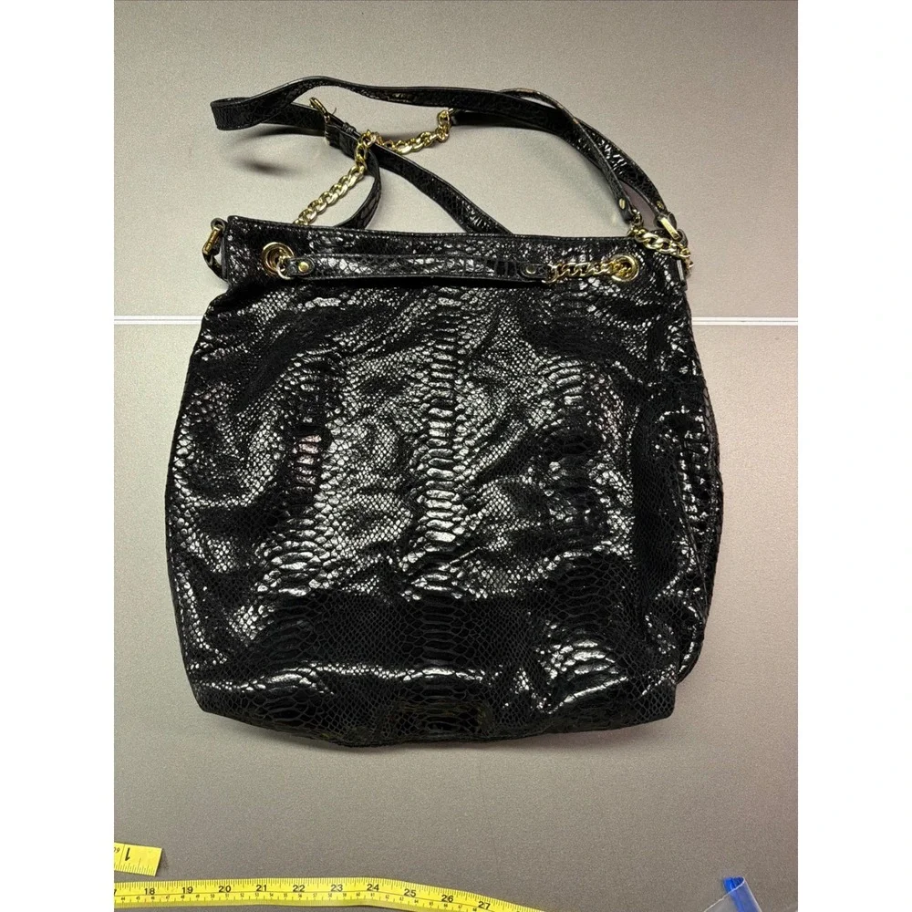 Michael Kors Black Snakeskin Lilly Chain Tote Shoulder Bag Shoulder/Handbag Hobo